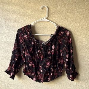Crop Top Short Sleeve Shoulder Shirt